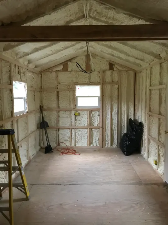 Small outbuilding insulated on the walls and ceiling